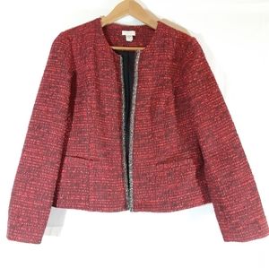 CHICO'S Sparkle Tweed Beaded Boucle Open Blazer